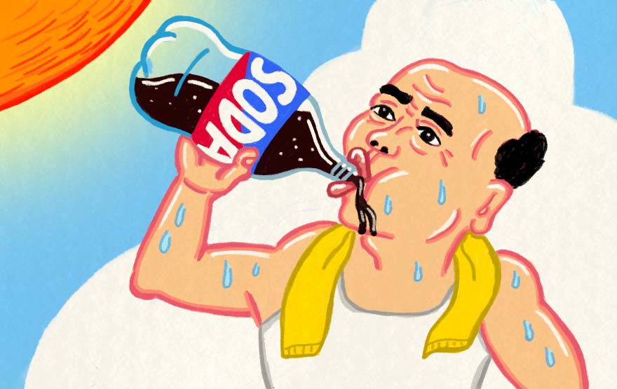 暑い日はついつい炭酸飲料を飲んでしまう、カガクに詳しい「モルおじさん」