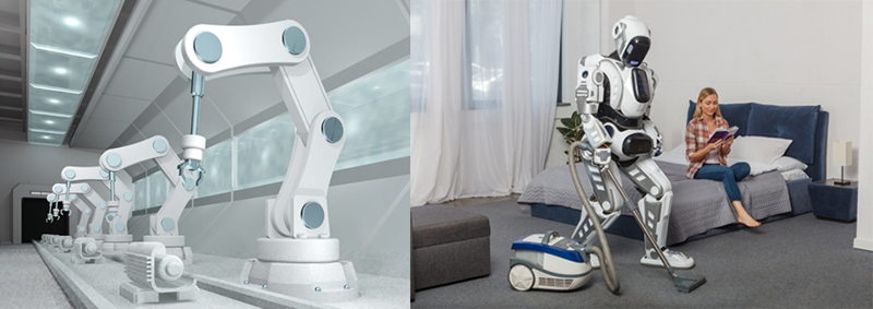 産業用ロボット、人型ロボット（イメージ）多くのギヤ部品が使われる。