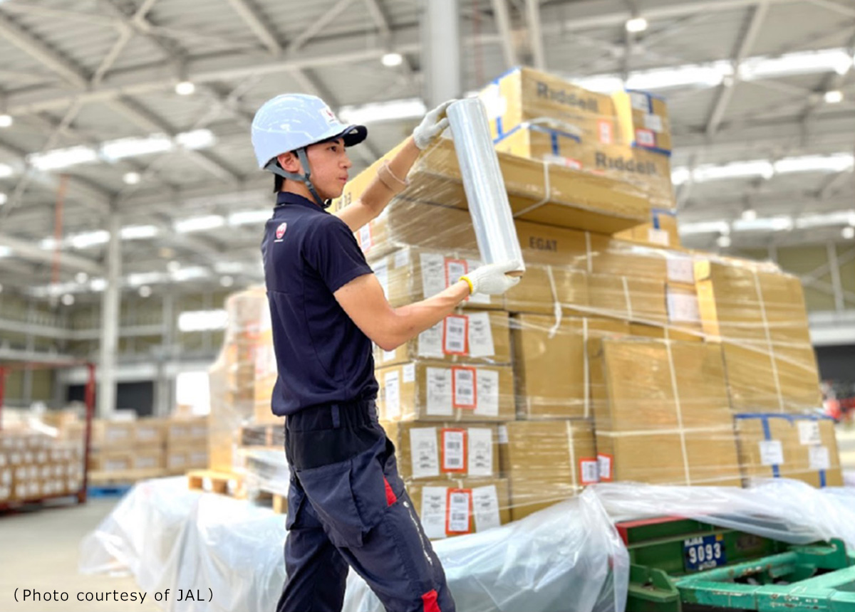 Work scene using stretch film