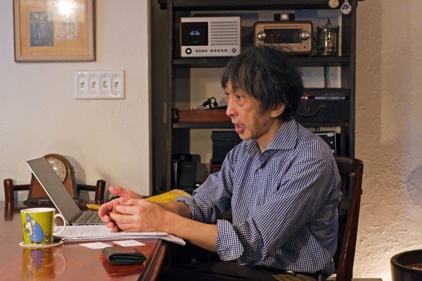 明日香 壽川教授_取材の様子