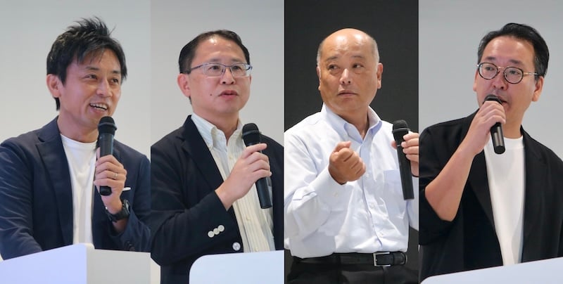左からカシオ計算機の齊藤慎司氏、エコマーク事務局の大澤亮氏、花王の矢野政志氏、三井化学の松永有理氏