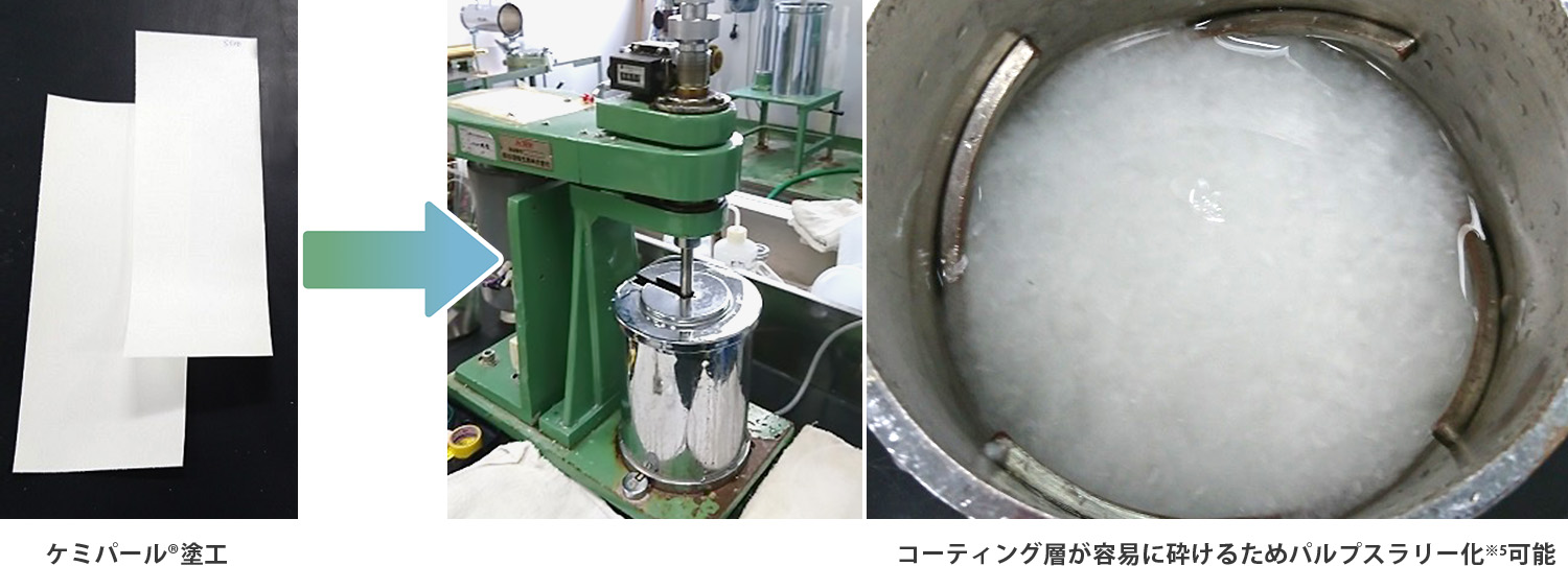 ケミパール塗工紙をパルパーに入れた場合